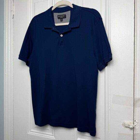 Banana Republic Polo Shirt Mens Large Blue Preppy Business Short Sleeve Collared - Picture 1 of 5